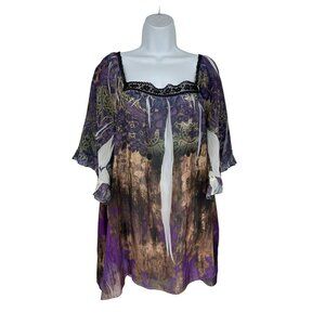 Lane Bryant Short Sleeve Square Neck Lace Detail Blouse Size 22/24